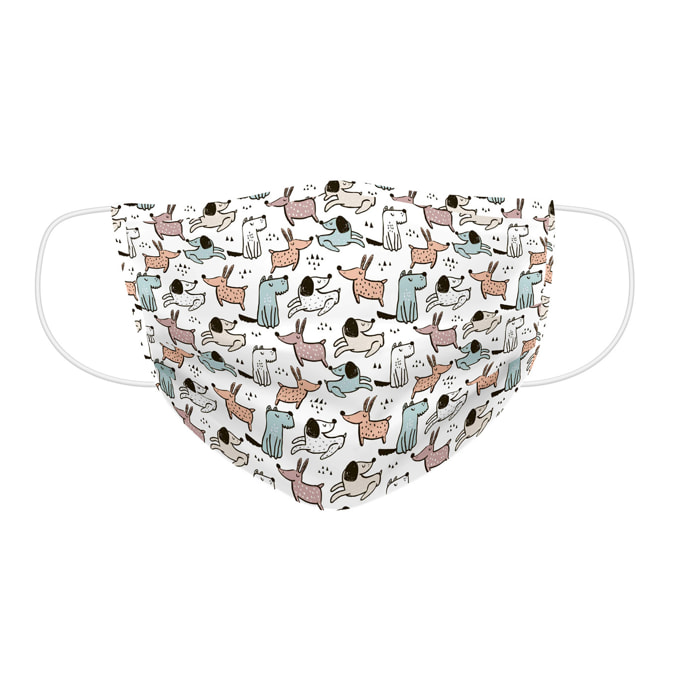 Mascarilla Higiénica - Reutilizable - Estampada - Microfibra - Dogs Kids