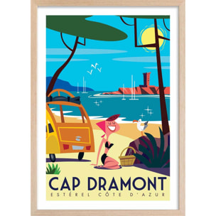 Poster de cap dramont Affiche + cadre en bois - Chêne