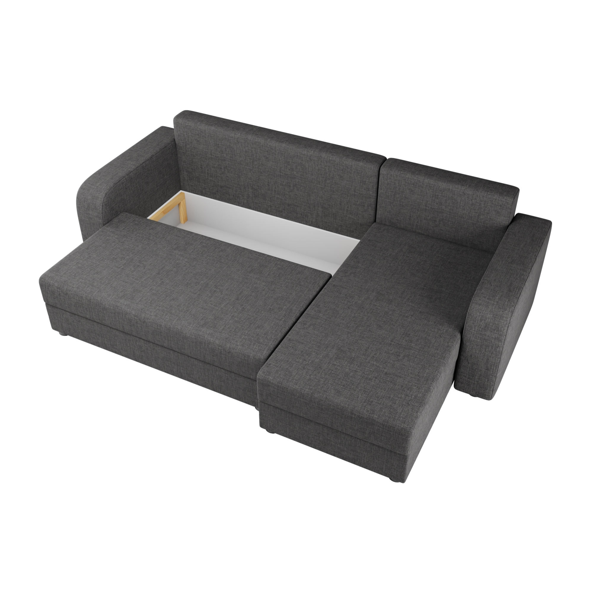 Harvey - Canapé d'angle réversible 4 places convertible avec coffre en tissu - Gris foncé