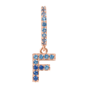 Orecchino Pendente con Lettera F in Pavé di Cubic Zirconia Blu