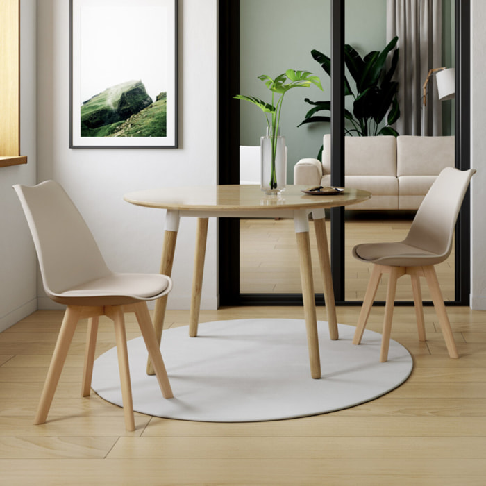Chaises Nordia beige pieds bois - lot de 2