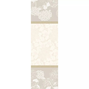 Chemin de table pur coton motif jacquard beige Mille hortensias naturel