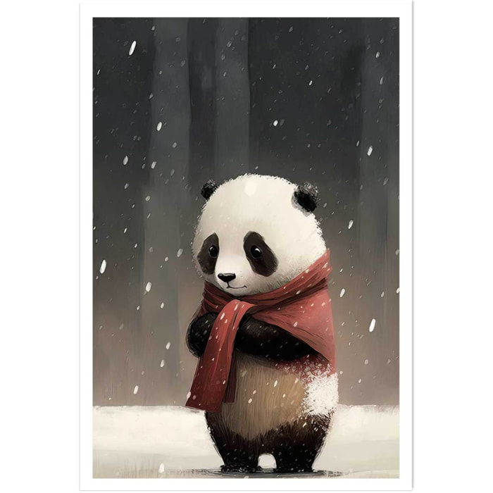 Affiche enfant panda sous la neige  Affiche seule
