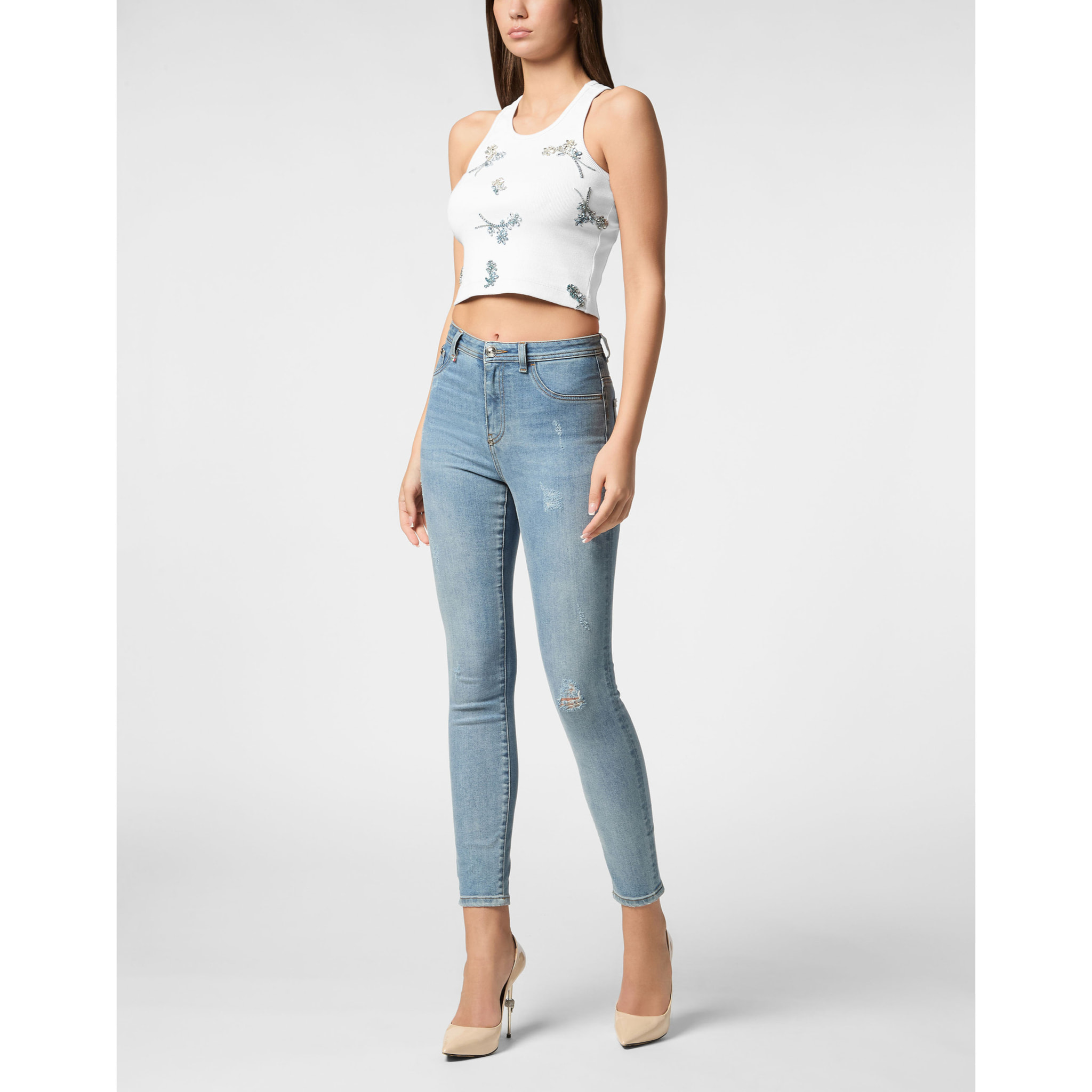 PHILIPP PLEIN Tank Top FLOWERS