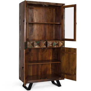 Vitrina de Madera Reciclada 90 Cm Estilo Industrial Moderno