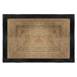 Tapis "Kahi" en jute bord noir 120x170cm