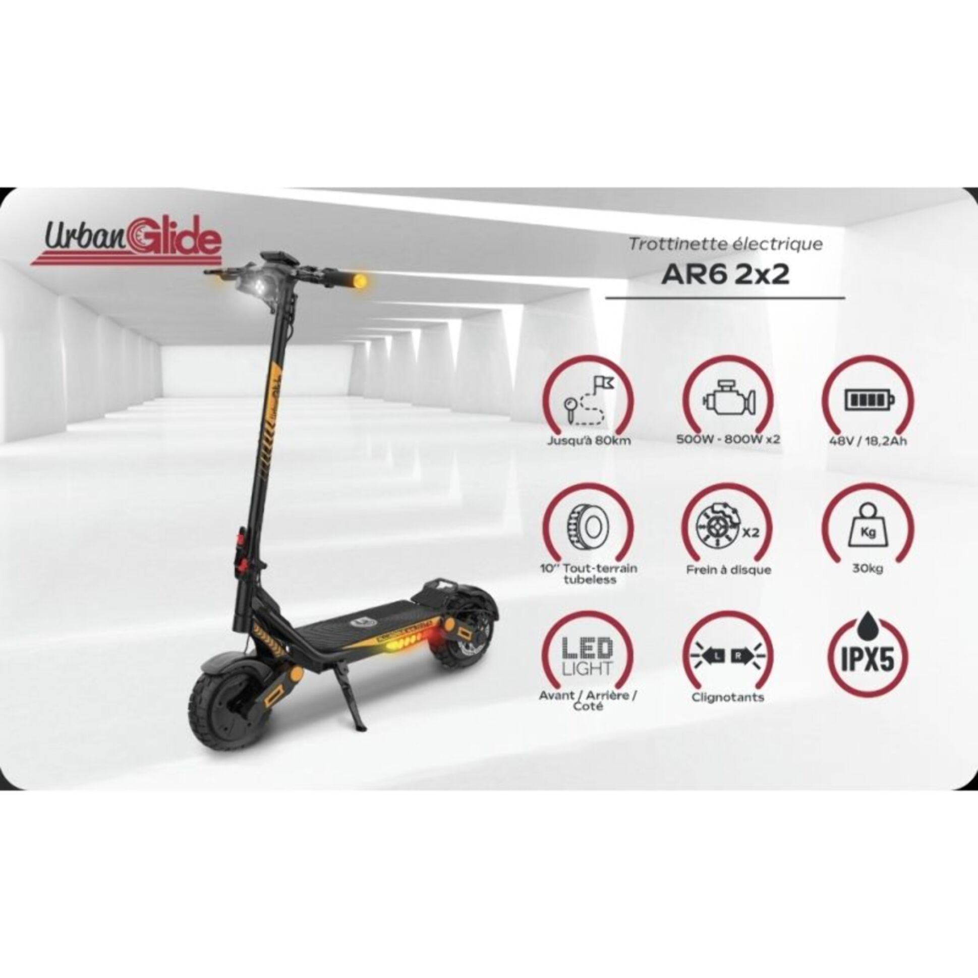 UrbanGlide ALL ROAD 6 2x2 – Trottinette électrique 10" double moteur 800W