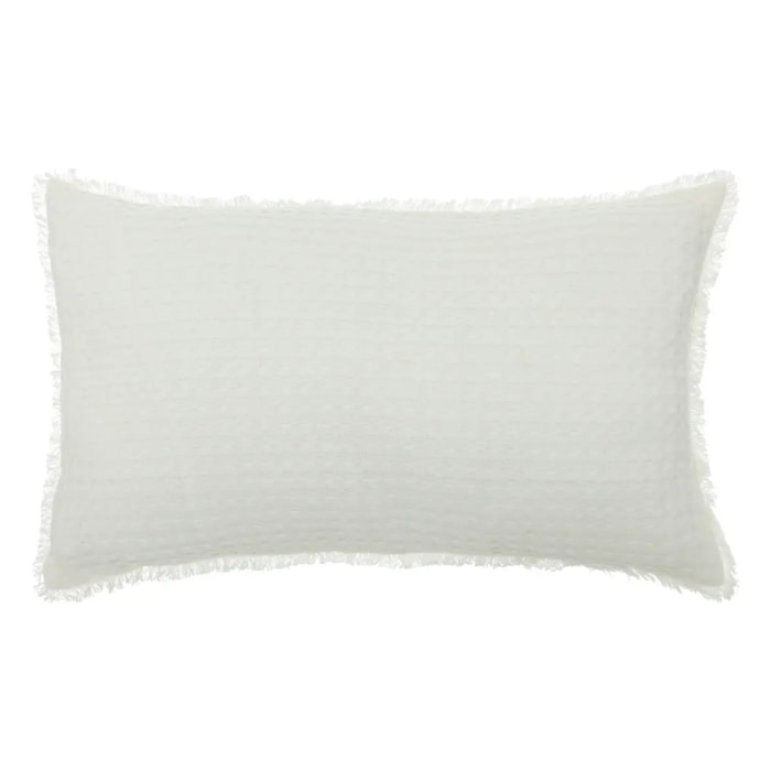 Coussin nid d'abeille "Widdy" 30x50cm blanc ivoire