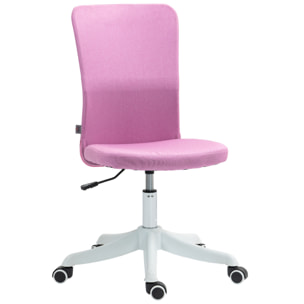 Silla de Escritorio sin Brazos Silla de Oficina Giratoria Tapizado en Lino Sintético con Altura Ajustable para Estudio Dormitorio Tocador Carga 120 kg Rosa