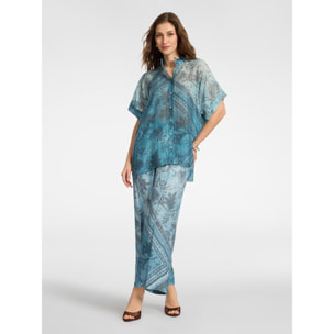 Elena Mirò - Pantalones estampados de viscosa - Azul