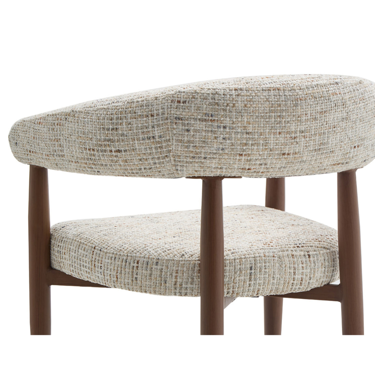 Nour - fauteuil - en tissu moucheté - pieds en métal effet bois - Beige