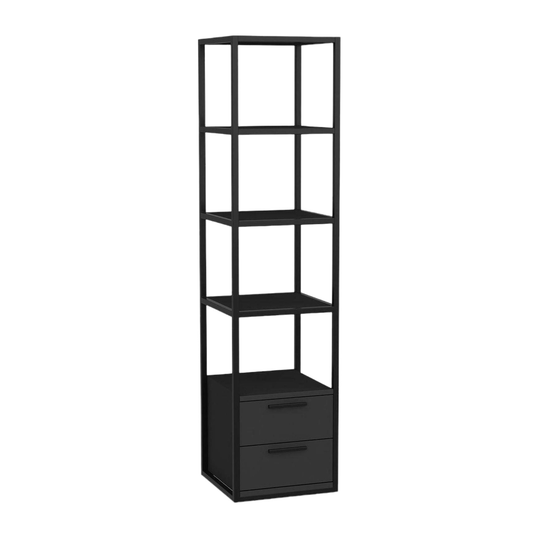 Libreria Dfogliat, Scaffale da ufficio, Mobile portalibri, Biblioteca, 39x39h169 cm, Nero e Antracite