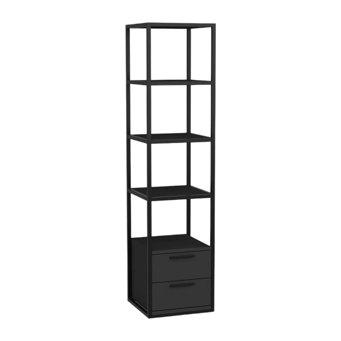 Libreria Dfogliat, Scaffale da ufficio, Mobile portalibri, Biblioteca, 39x39h169 cm, Nero e Antracite