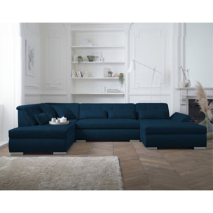 Vermont - canapé panoramique d'angle gauche - 7 places - XXL - Bleu pétrole
