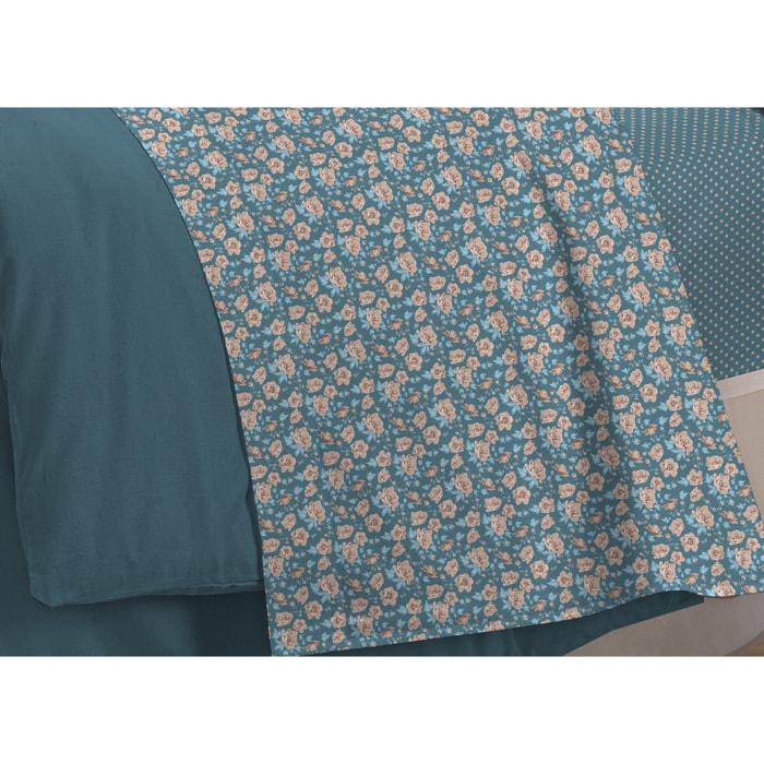 Completo Lenzuola 100% Cotone Linea 3027 Provenza Verde