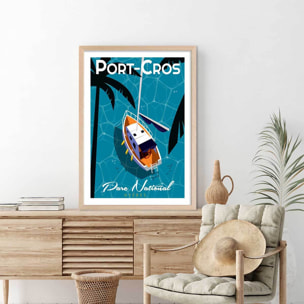 Poster de port cros Affiche sous cadre bois