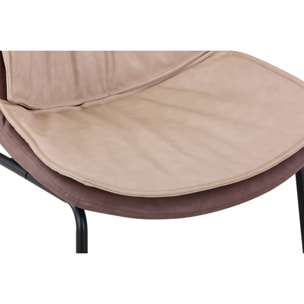 Sedia di design Brady in ecopelle beige e marrone