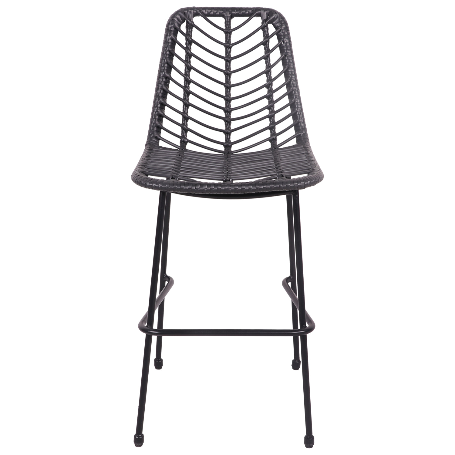 Lot de 2 tabourets de bar en rotin synthétique noirs OKA