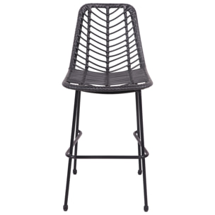 Lot de 2 tabourets de bar en rotin synthétique noirs OKA