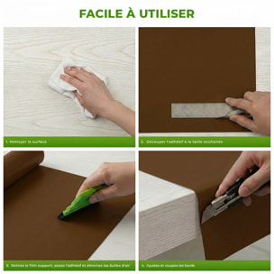 Rouleau adhésif décoratif Vinyle au Mètre - Chocolat - Sticker Lavable Imperméable Mur Cuisine Meubles
