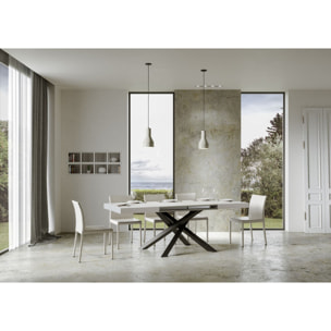 Mesa extensible 90x120/224 cm Volantis Fresno Blanco estructura Antracita