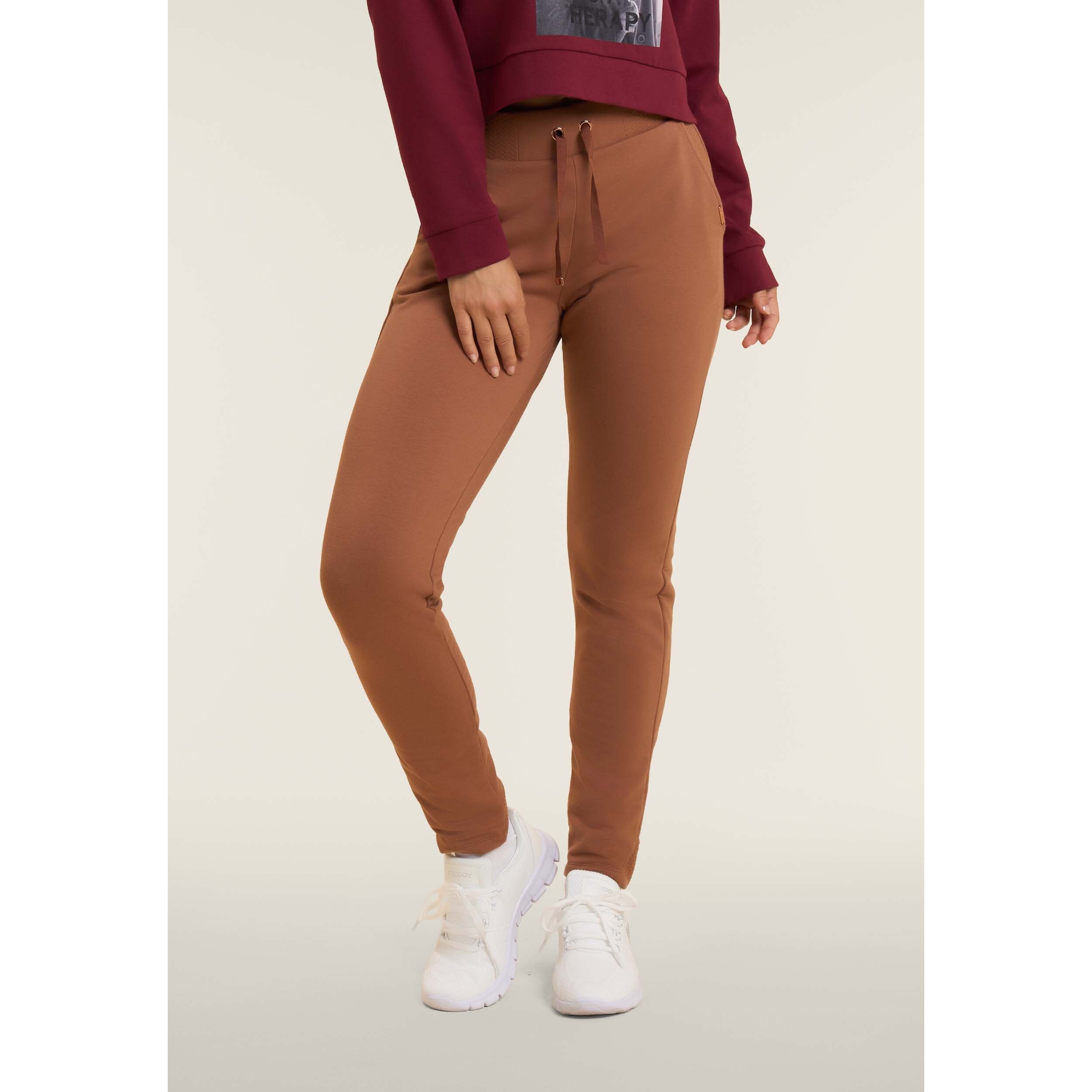 Pantaloni donna regular morbidi con dettagli micro-trecce