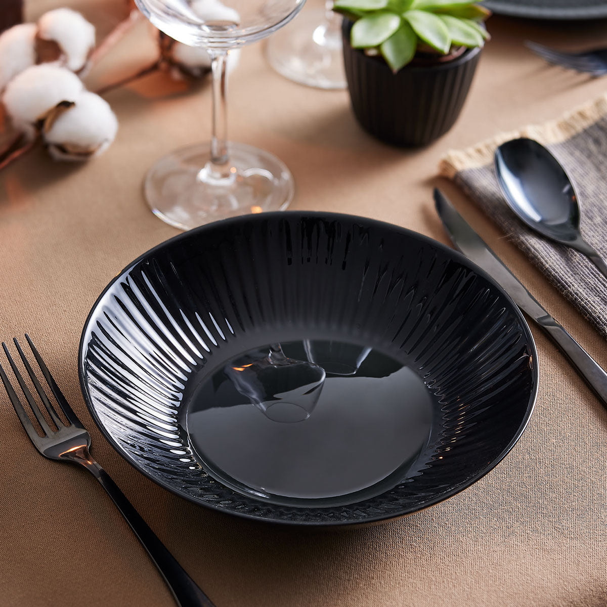 6 platos hondos negros 20 cm Cottage - Luminarc