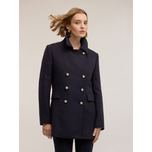 Motivi - Abrigo cruzado de paño - Azul