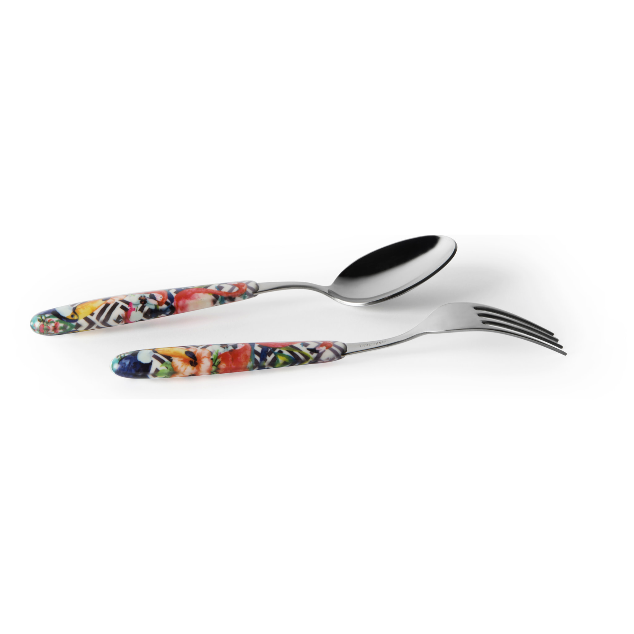 Set 24 Posate, 6 Cucchiai, 6 Forchette, 6 Coltelli, 6 Cucchiaini Excelsa- Tropical Chic, Acciaio Multicolore