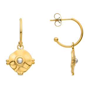 Pendientes de Madreperla Blanca acabados en oro amarillo de 18K- Oriel