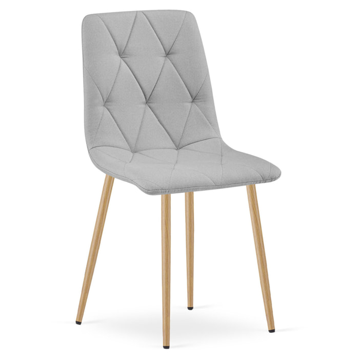 Set di 2 sedie Libra in tessuto grigio chiaro con gambe effetto legno