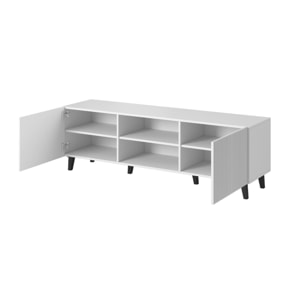 Sanna - meuble TV - 2 portes et 2 niches - 150 cm - Blanc