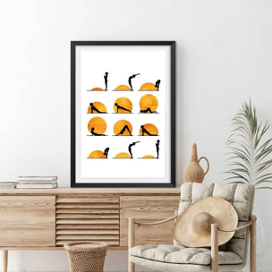 Affiche graphique Yoga sun Affiche sous cadre noir