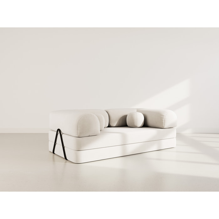 Nebula - Canapé 3 places convertible en velours texturé - Beige