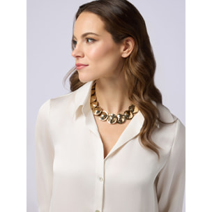 Oltre - Camicia in raso tinta unita - Bianco