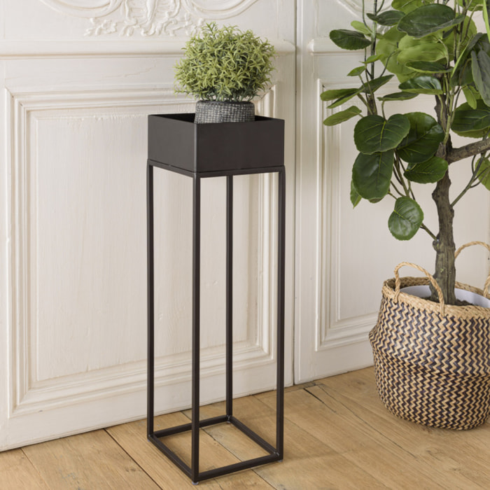 DALY - Sellette carrée / porte plantes MM noire piètement métal