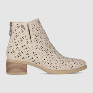 Botines de Piel Sintética - Beig - Tacón: 3 cm