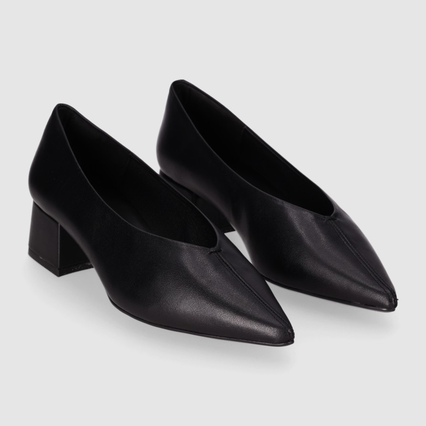 Zapatos de Piel - Negro - Tacón: 5 cm