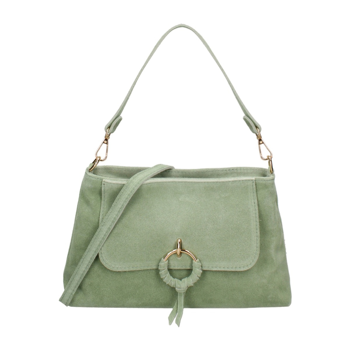Borsa a mano da donna Made in Italy - Modello Celeste Pro - Pelle scamosciata - 30.0 x 17.0 x 9.0 cm