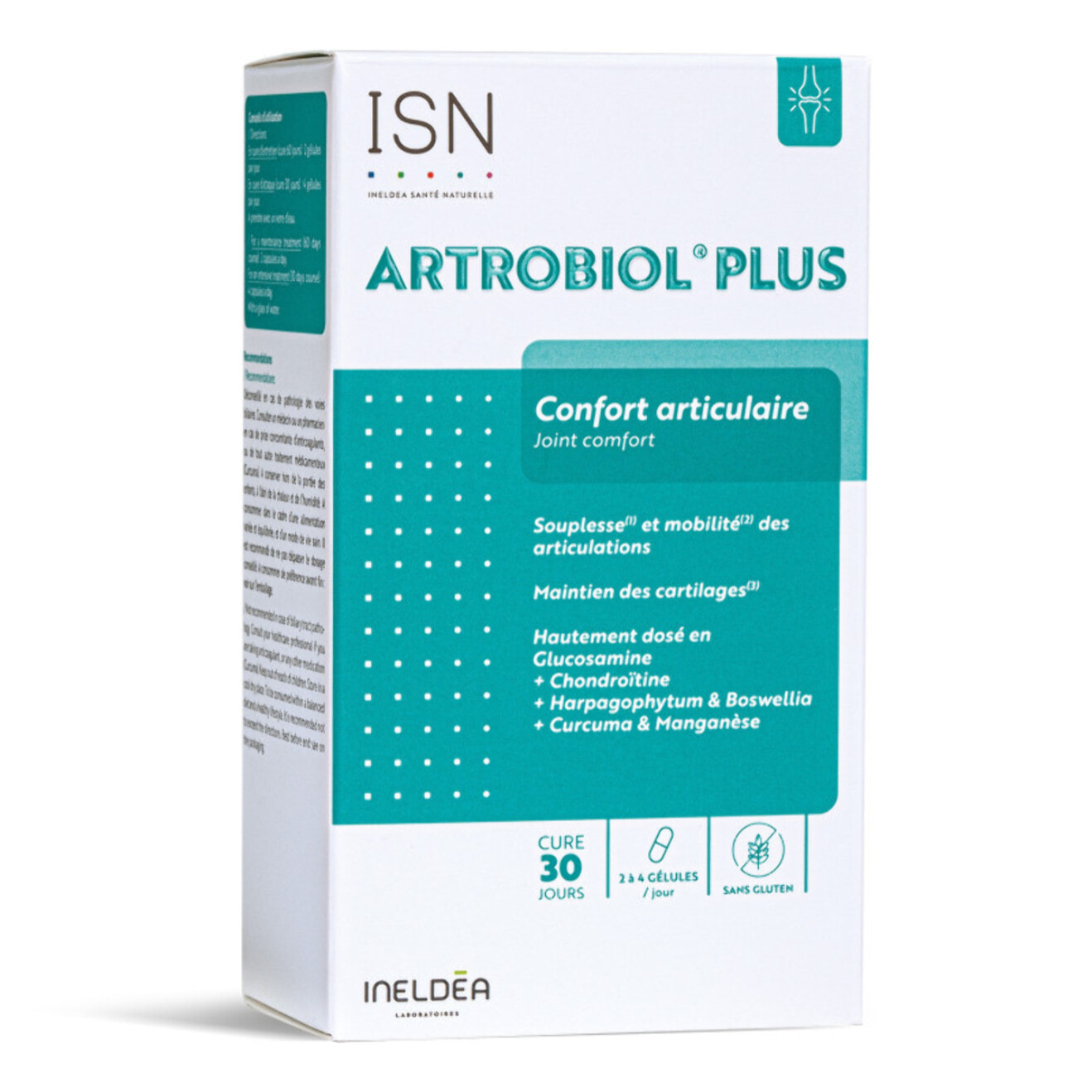 ISN - Artrobiol Plus - Complément alimentaire à base de Glucosamine, Chondroïtine, Harpagophytum - Souplesse des Articulations - Maintien du Cartilage & Ossature - 120 Gélules