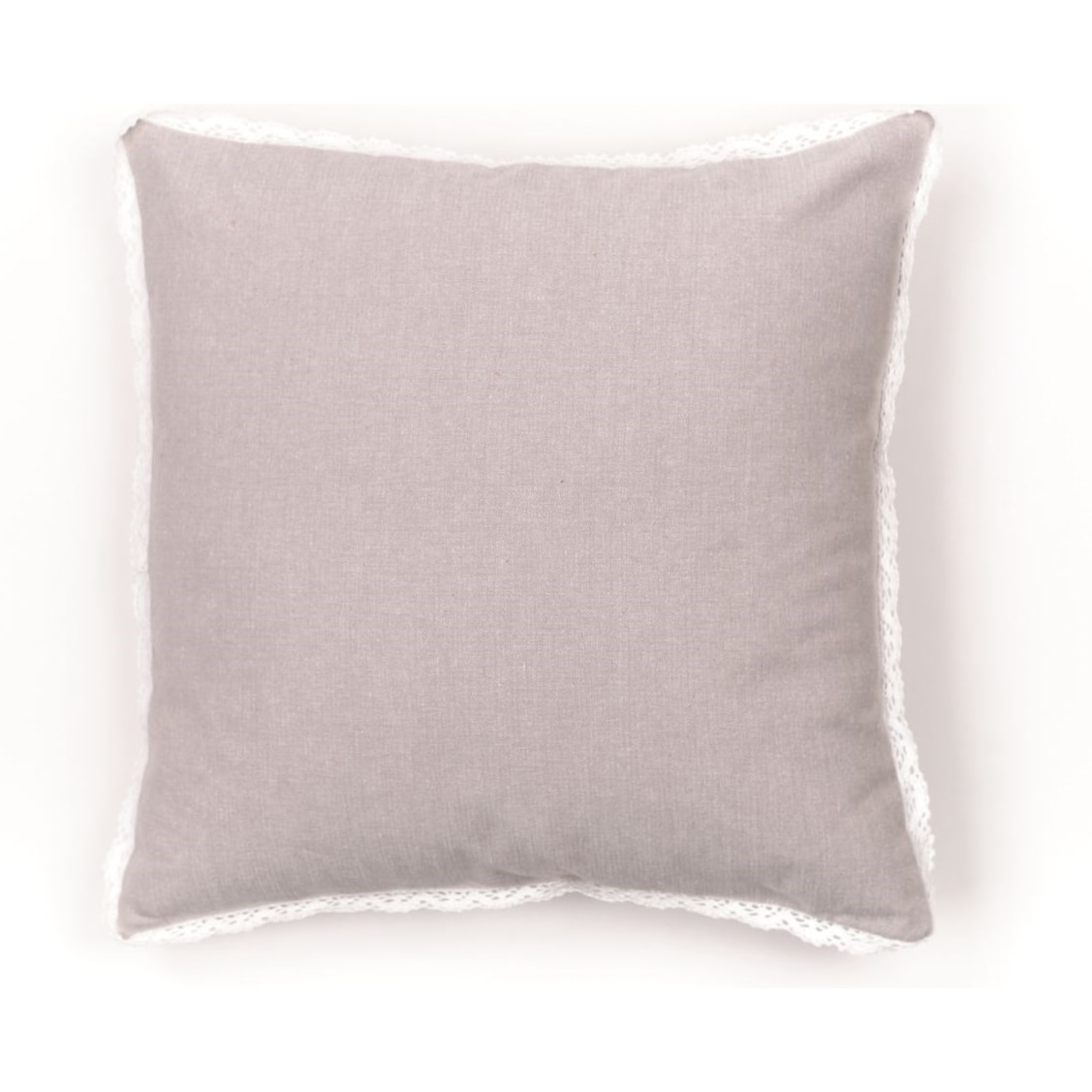 Coussin déhoussable avec dentelle coton uni CHARME beige