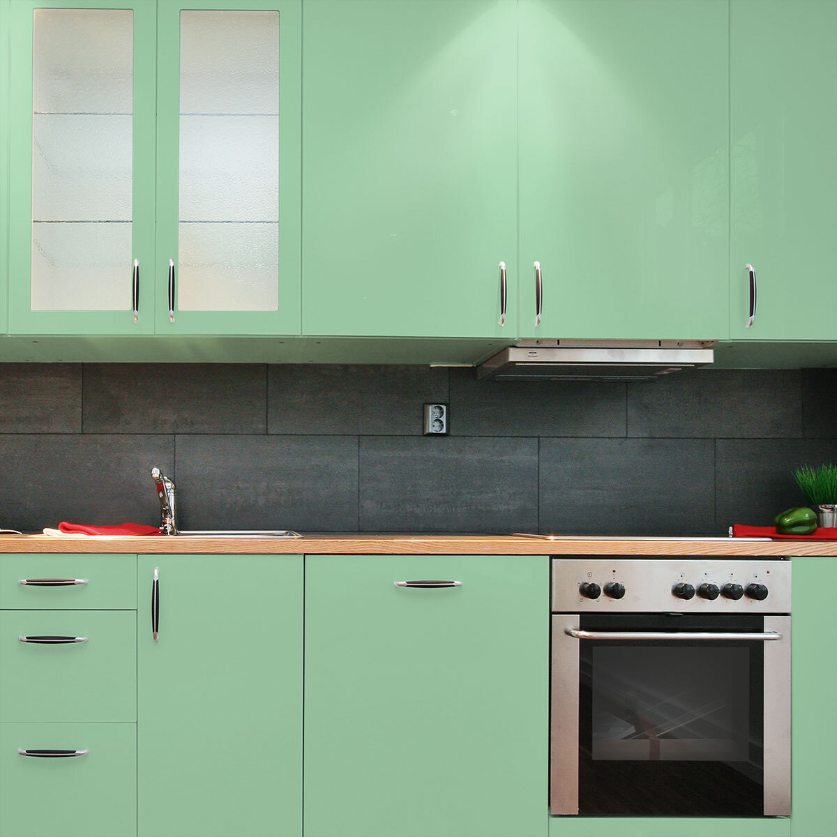 Rouleau adhésif décoratif Vinyle au Mètre - Menthe - Sticker Lavable Imperméable Mur Cuisine Meubles