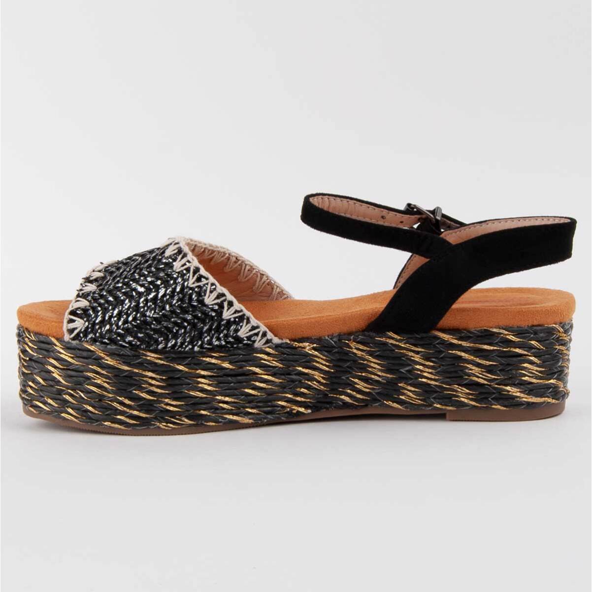 Sandalia De Plataforma - Negro - Altura: 5 Cm