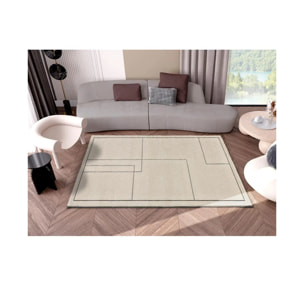 LOS ANGELES LINES Alfombra geométrica de pelo corto blanco, varias medidas disponibles.