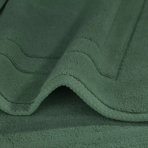 Tapis de bain pur coton 900 g/m² uni vert Elea kaki