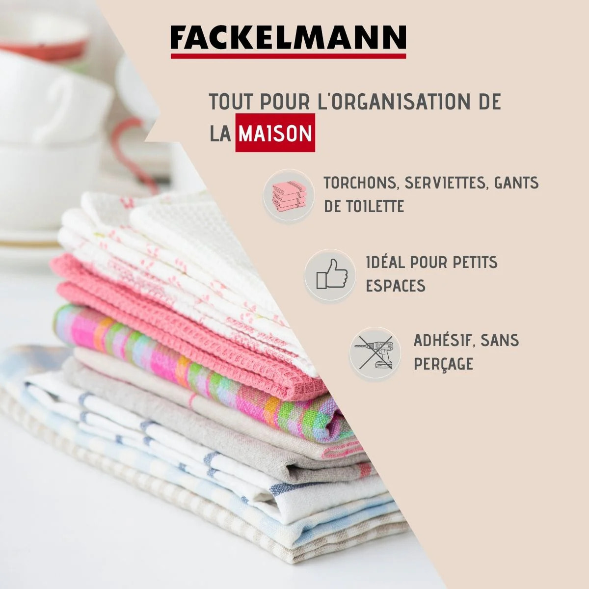 Crochets de rangement pratiques en inox Lot de 2 5 x 5 x 3 cm Fackelmann Tecno