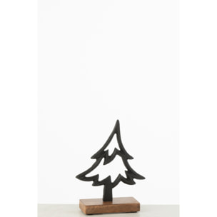 J-Line décoration Sapin Sur Pied - aluminium/bois - noir - small