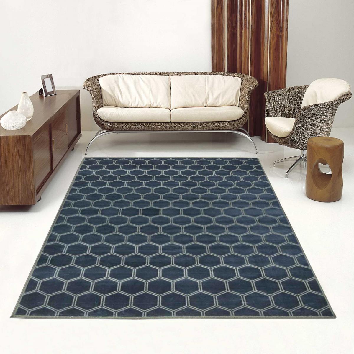 Tapis salon et chambre fait à la main en viscose motif scandinave