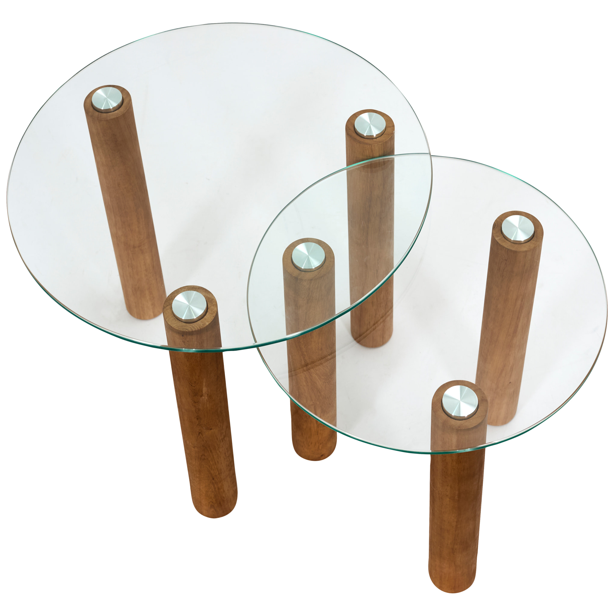Table Gigogne  Verre Trempe Rond Clara X2