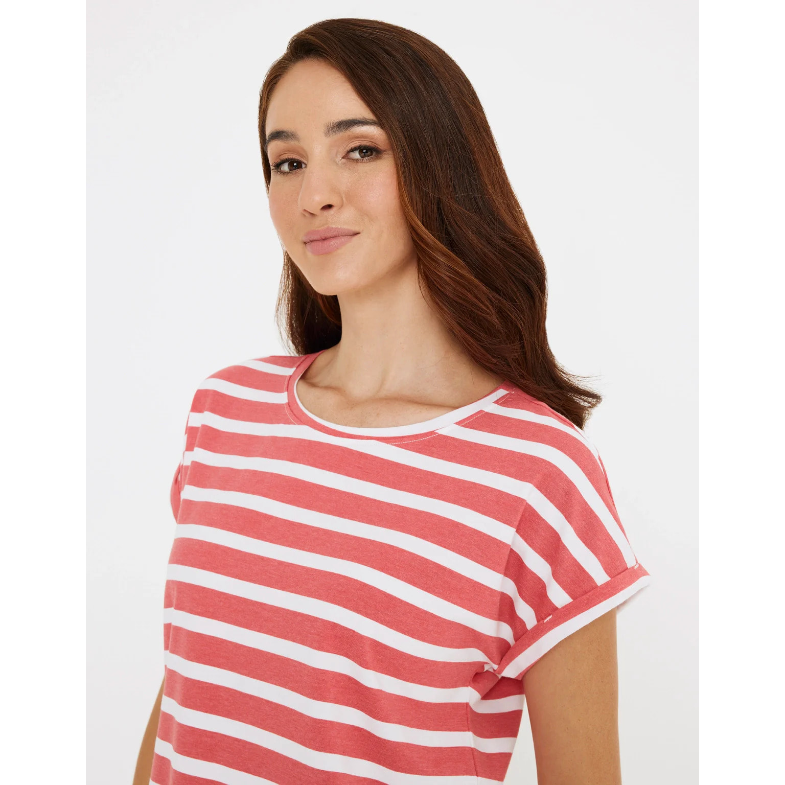 Camiseta Manga Corta de Rayas Coral - Madonna